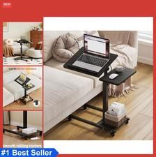 Laptop Desk Stand for Bed Portable Overbed Rolling Table Adjustable Height with