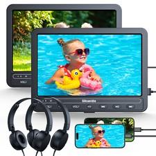 2x 10.1" Dual Screen Car Headrest Monitor Portable Dvd Player + Battery/Headset