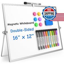 Grtard Dry Erase Magnetic White Board 16X12 Double-Sided Desktop Stand Portable
