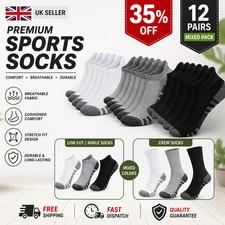 12 Pairs Trainer Socks Mens Cotton Ankle Liner Invisible Low Cut Sports 6-11 UK