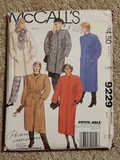 Long Dress Coat Sz 16 McCalls 9229 Pattern Vtg 80s Winter Warm Knee Length FF