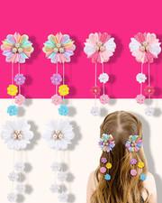 6PCS Flower Hair Bows for Girls Grosgrain Ribbon Clips Back to School