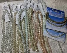 Darice 8mm & 4mm Glass Pearl Beads Ivory, White, Light Pink+Blue Moon Pearl