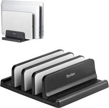 Ryvlan Vertical Laptop Stand, 3 Slot Adjustable Laptop Storage Rack and Desk Org