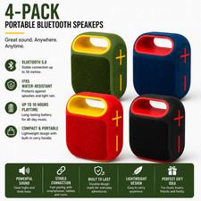 4 Pack Portable Wireless Bluetooth Mini Speaker TWS Stereo Bass USB Loud - UK