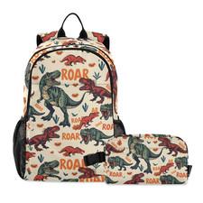Cartoon Dinosaur-D5 School Backpack Lunch Box Set Student Bookbag