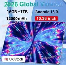 2026 NEW 16GB1TB Wifi 5G Android Tablet 15 Dual Sim GPS 10.36in 12000mAh UK