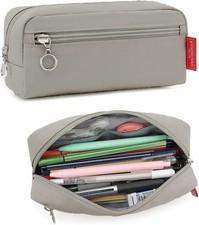 Big Capacity Pencil Pen Case Office Large Storage Stationery Pouch Box Grey