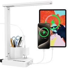 Dimmable Led Desk Table Lamp Pen Holder Usb Type C Charging Port Storage