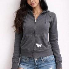 Victorias secret grey zip up hoodie jacket Size Small