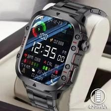 Smartwatch Herren Militr mit Telefonfunktion Sprachassiste Blutdruckmessung Spo