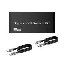 Usb C Kvm Switch 100W PD Charging Port Switcher 2x1 8K For 2 Laptop 1 Monitor