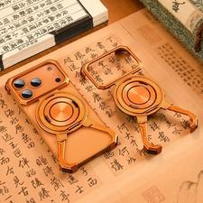 Magnetic Aluminum Metal Rimless Shockproof Stand CaseFor iPhone 17 16 15 Pro Max