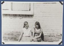 Two beautiful girls against the wall Soviet Vintage Photo Ussr