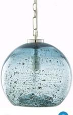Livabliss Mist Blue Dundee Glass Pendant Hanging Lamp Blue 11" Diam Open Box