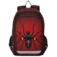 Spider Web Red School Backpack Lightweight Laptop Student Bag Reflective