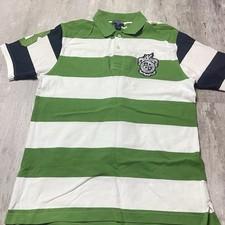 U.S. Polo Assn Men’s Interlock Polo Shirt Size L Green And White Strip L-24