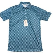 Collars & Co Men’s Small Collared Dress Short Sleeve 1/4 Button Blue Polo