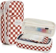 Bigmeta Large Capacity Gingham Pencil Case for Teens Girls - Cute Pencil Pouch w