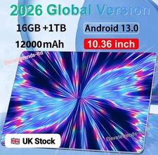 2026 NEW 16GB1TB Wifi 5G Android Tablet 15 Dual Sim GPS 10.36in 12000mAh UK