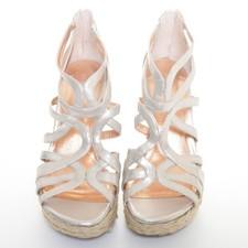 BCBGeneration Makala Women's 10 Silver Strappy Gladiator Platform Wedge Heels