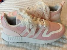 Girls adidas Pink White Low Lace-Up Athletic Sneakers Style Apc 011001