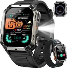 Smartwatch Herren mit 900mAh, Bluetooth-AnrufeKompassLED-Beleuchtung Sportuhr