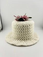 Hand Crocheted Toilet Paper Topper White Cottage Bathroom Decor Made