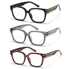 3 Pack Premium Reading Glasses Men, Blue Light Blocking Fashion Computer Read...