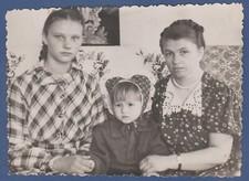 Beautiful girl with two daughters, cute Soviet Vintage Photo Ussr