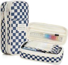 Bigmeta Large Capacity Gingham Pencil Case for Teens Girls - Cute Pencil Pouch w