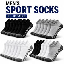 12 Pairs Trainer Socks Mens Cotton Ankle Liner Invisible Low Cut Sports 6-11 UK