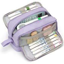 Large Pencil Pouch Preppy Aesthetic Case Compartments School Bag Office