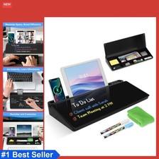 Desktop Glass Whiteboard with Storage Drawers Keyboard Stand Dry Erase Board