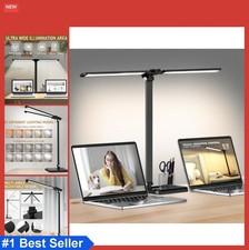 Led Desk Lamp Dimmable Double Swing Arm 50 Lighting Modes Usb Charging Port