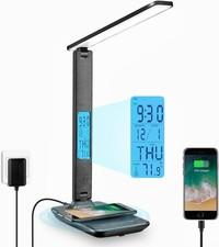 Desk Lamp W/ Wireless Charger Usb Charging Port Table Lamp W/ Clock Desk Lamps