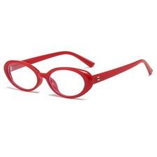 Jovakit Oval Blue Light Blocking Glasses for Women Men Vintage 144mm, 02 Red