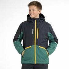 Ski Doo Teens Particle Winter Coat Jacket Black Green Yellow Zip Hooded Size 16