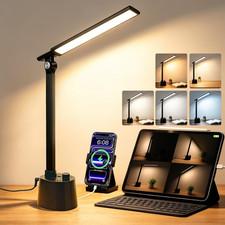 Small Desk Lamp with Usb C Charging Port 5 Colors Stepless Dim Black | Reading L