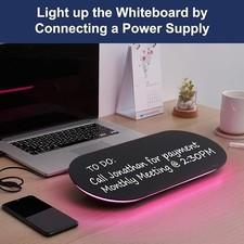 Glass Desktop Whiteboard - 17 X 7 Inches Small Dry Erase Board with Pink Light,