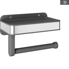 Elegant Matte Black Toilet Paper Holder & Shelf - Holds Mega Rolls Securely