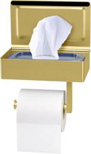 Brushed Gold Toilet Paper Holder Wall Mounted with Shelf & Wipes Storage – Stain