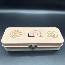 Danica Studio Snail Parade Pencil Box Metal/Tin Front Clasp Large 8.5"X3"X2"