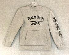 Reebok Youth Boys 8 Hoodie Training Sweatshirt Gray Spellout Logo See condition