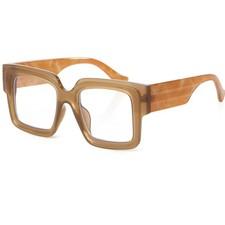 Onrtry Oversized Square Blue Light Glasses for Women Medium, A6 Brown Frame