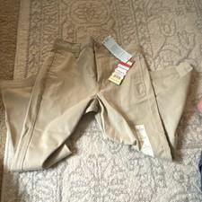 Cat & Jack Boys School Uniform Beige Cotton Woven Pants Size 7 Pockets Button
