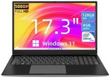 SGIN Notebook 17,3 Zoll Laptop 4GB RAM 128GB SSD Intel Dual-Core 2,4GHz Win 11