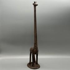 Cast Iron Long Neck Rustic Brown Giraffe Figurine Towel Toilet Paper Holder 18"