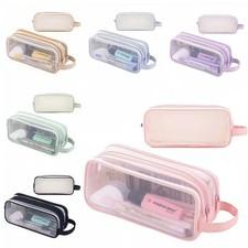 Large Capacity Clear Mesh Pencil Case Stationery Storage Pen Bag Boys Girls