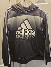 Adidas Boy's Pullover Hoodie Sweatshirt, Black/White, XL, Small Blemish on Front